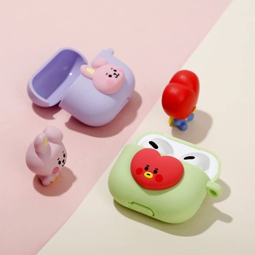 BT21 Case Compatible with Apple AirPods 3rd Generation, Pastel Silicon Case with Wireless Charging [Official Merchandise] [7FLAVORS] (RJ)
