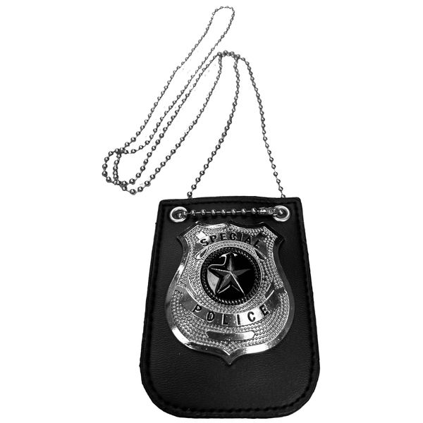 Police Badge Fancy Dress Pretend Play Policeman Police Woman Lanyard on Chain for Halloween SWAT FBI Dress Up