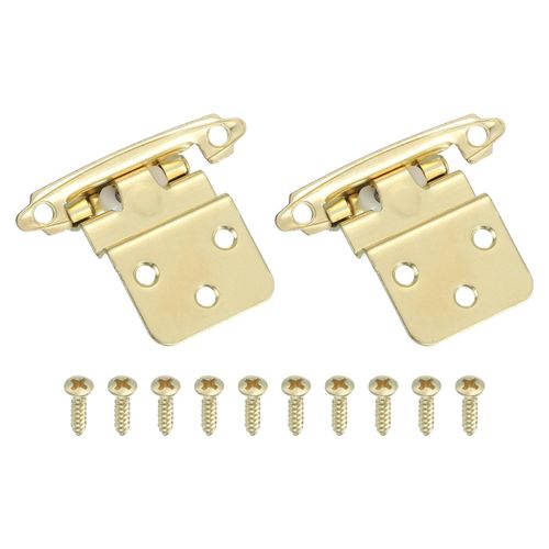 uxcell 10 Pack Self Closing Cabinet Hinges, 3/8" Overlay Cabinet Door Hinges Inset Kitchen for Flush Mount Kitchen Door, Gold
