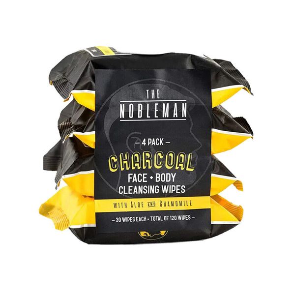 Men's Charcoal Face + Body Cleansing Wipes 4 Pack 120ct