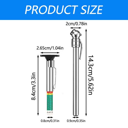 2Pcs Tire Air Pressure Pencil Stainless Steel Tire Air Pen Portable Car Tire Pressure Pen Pocket Sized Car Tire Pressure Gauge Pen for Car Tire Pressure Test