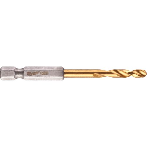 Milwaukee Shockwave Metal Drill Bit HSS-G Red Hex Titanium 1/4 Inch 4.2 x 74 mm