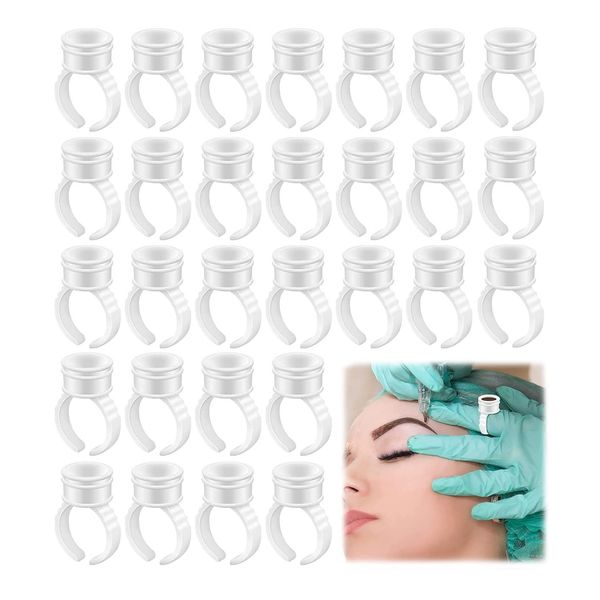 SJBAUTYO 100 pcs Tazze Inchiostro Tatuaggio Anello Monouso Pigmento Separazione per Sopracciglio Tattoo Supplies (Bianco)