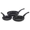 3 Pc Frying Pan Set with Soft Touch Handles and 6 Pc Kitchen Tool Set (Matt Black)