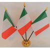 Italy Italian 3 Flag Desktop Table Display With Gold Base