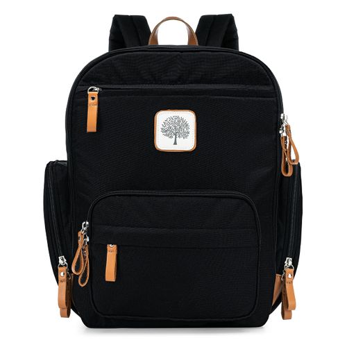 Parker Baby Co. Diaper Backpack - Full Zip Diaper Bag with Insulated Pockets - Black