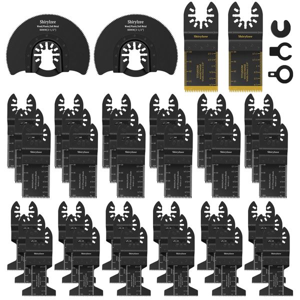 shirylzee 40PCS Multi Tool Accessories Set, Oscillating Saw Tool Include 2PCS Titanium, Wood/Metal Universal Quick Release Saw Accessories Fit Bosch, Fein Multimaster, Ryobi, Milwaukee,Dremel, Makita