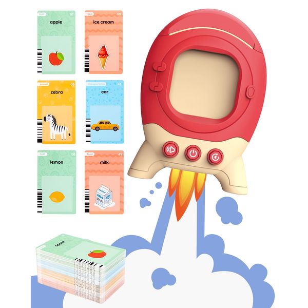 Lauon Rocket Sight Words Flash Cards Kindergarten Autism Sensory Toys Learning Materials 120Pcs Talking Audible Flash Cards for Toddlers Educational Montessori Toys for 2 Year Old