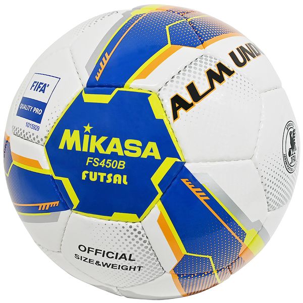 MIKASA Futsal Ball No. 4 Japan Football Association Test Ball ALMUNDO (For General University, High School, Junior High School Students), Hand-Sewn, Blue/Yellow, FS450B-BLY-FQP, Recommended Internal