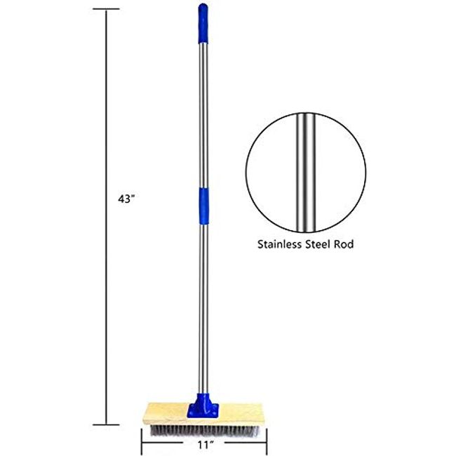 Hard Steel Wire Deck Wire Brush Head for Removing Rough Surface Dirt,  Scrubbing Stains on Concrete, Cleaning Outdoor Decks, Garages, Pools,  Grout, Patio (without Handle) 