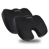 SnugPad 100% Memory Foam Non-Slip Orthopedic Coccyx Tailbone - BLACK - 2 pack