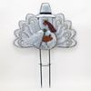 37" Tall Large Galvanized Thanksgiving Pilgrim Turkey Flat Garden Stake