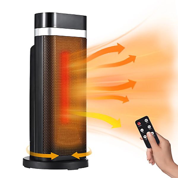 Portable 750W/1500W Ceramic Space Heater w/ Timer, Oscillation, Safety Protectio