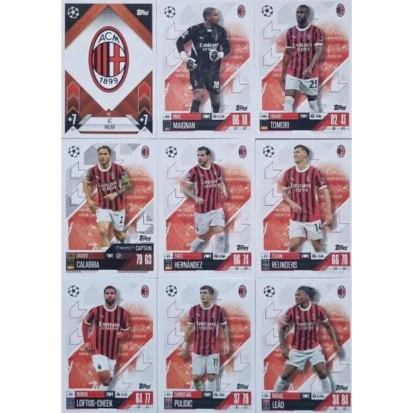 Match Attax 2024 2025 AC Milan Full Base Card Team Set