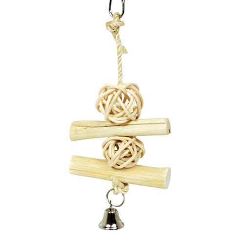 Wild Harvest Chew and Jingle for Cockatiels, Parakeets, Finches and Caged Birds, 1 Count, Toy Made with Real Wood Materials