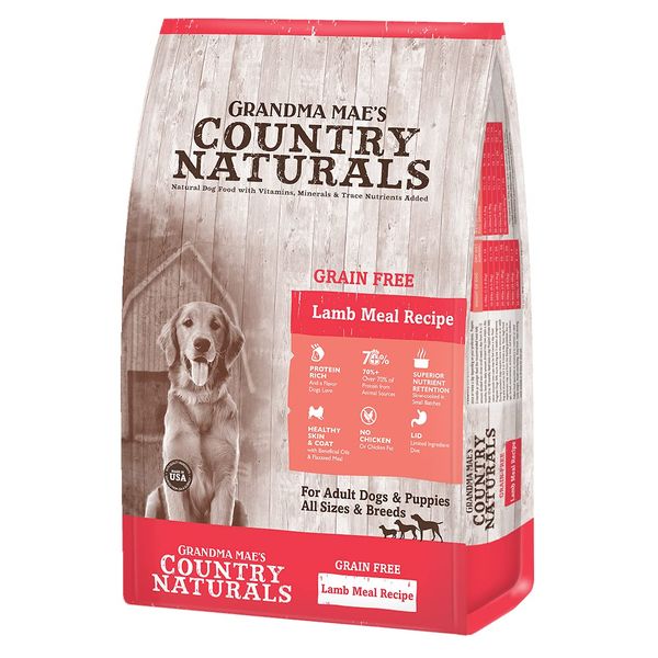 Grandma Mae's Country Naturals Grain-Free Lamb and Lamb Meal Recipe, 14 Pounds, Dry Dog Food Made in The USA