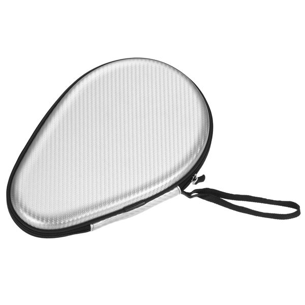 PATIKIL Table Tennis Racket Case, Table Tennis Paddle Case Hard Cover Container Bag Gourd Shape for Sports Accessories, Textured Silver