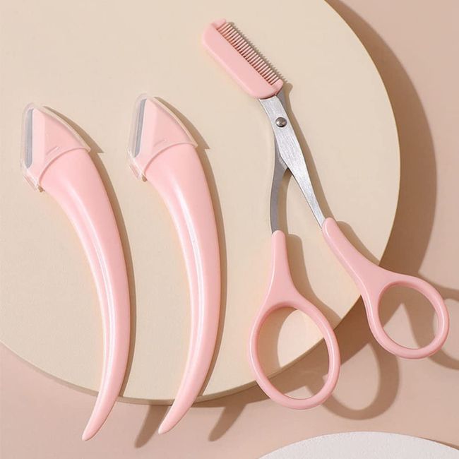 Comb Eyebrow Scissors Beauty Scissors Eyebrow Trimming Meniscus 3 Pieces /