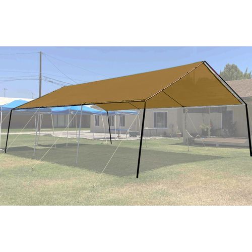8'x14' Beige Tan Mesh Super Heavy Duty Mesh Tarp Net Sail Sun Shade Awning and Fence Screen Patio and Canopy Cover (Finished Size 7'.6 x 13'.6)