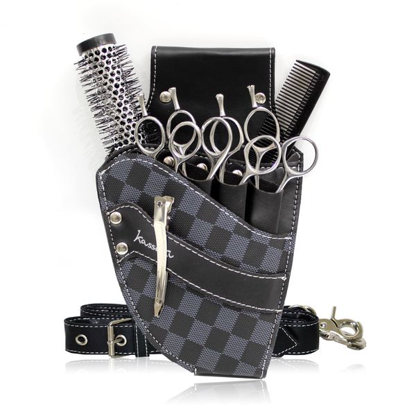 Hairdressing Scissor Pouch by Kassaki Black Check Tool Belt Bag Limited Edition