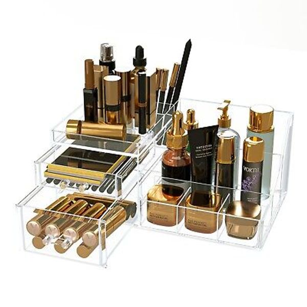 Drawer Makeup Organizer for Vanity, Desk Organizer for Cosmetics, Skincare, o...