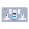 Selectric LG9098MB-RCD Metalclad Surface 2 Gang Switch Socket 13 Amp (Passive/Latching)