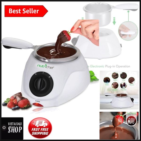 25W Electric Chocolate Melting Fondue Pot with Keep Warm Function & Molds