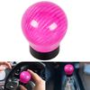 Carbon Fiber Shift Knob Pink Round Ball Car Universal Gear Shifter Knobs with 3 Adapters