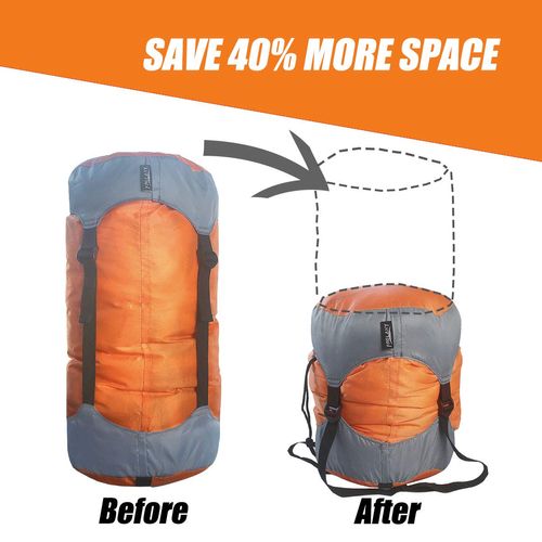 Frelaxy Compression Sack, Ultralight Sleeping Bag Stuff Sack Compression Stuff Sack - Space Saving Gear for Camping, Hiking, Backpacking (Orange, M)