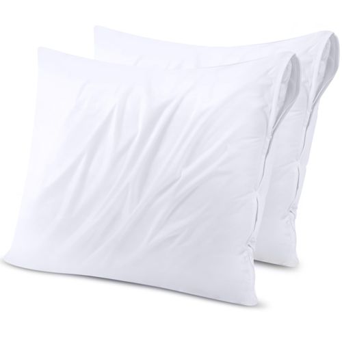 Utopia Bedding Waterproof Throw Pillow Protectors (No Pillow Inserts) with Zipper 20 x 20 Inches (2 Pack, White), Bed Bug Proof Outdoor Bed Couch Decorative Pillow Encasement Covers