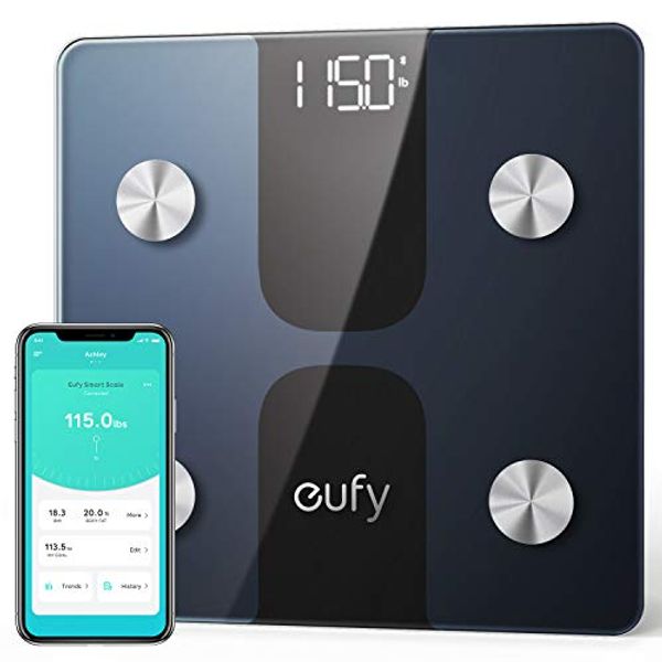 eufy by Anker, Smart Scale C1 with Bluetooth, Body Fat Scale, Wireless Digital Bathroom Scale, 12 Measurements, Weight/Body Fat/BMI, Fitness Body Composition Analysis, Black/White, lbs/kg.