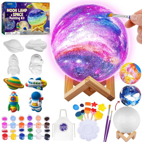 Paint Your Own Moon Lamp Kit, Cool Gifts DIY 3D Space Moon Night Light, Art Supplies Arts & Crafts Kit, Arts and Crafts for Kids Ages 8-12, Toys Girls Boy Birthday Gift Ages 3 4 5 6 7 8 9 10 11 12+