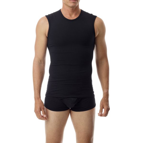 Underworks Cotton Concealer Compression Muscle Shirt Top, Large, Black