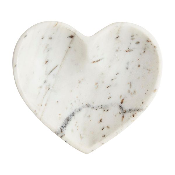 Mud Pie Marble Heart Trinket Dish, 3 3/4" x 4 1/4", White