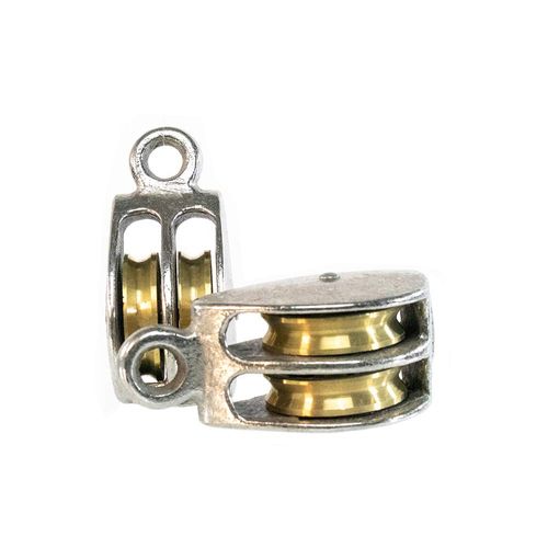Rigid Eye Double Steel Wheel Pulleys - 2 Inch Sheave Height, 5 Pack