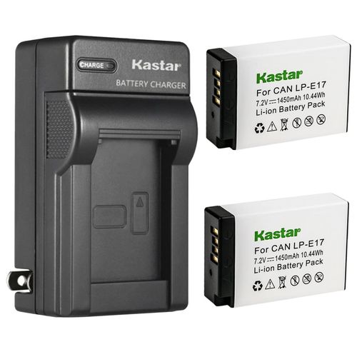 Kastar 2-Pack Battery and AC Wall Charger Replacement for Canon LP-E17 LPE17, LP-E17H Battery, Canon EOS M3, EOS M5, EOS M6, EOS M6 Mark II, EOS 77D Cameras, Canon BG-E18, BG-E18 IR Battery Grip