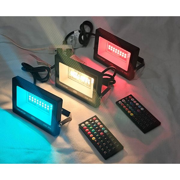 25w RGB LED Flood Light Color Changing Indoor Floodlight With 2 Remote pack Of 3