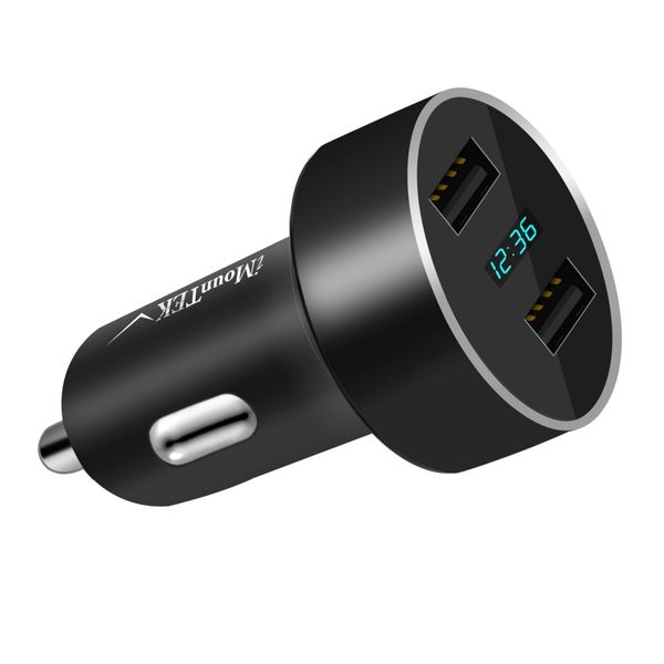 15W/3.1A Dual USB Car Charger Adapter - Fast Aluminum Alloy Charging for iPhone XR XS & Tablet PC - Black