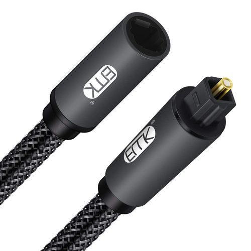 EMK Optical Cable Optical Audio Cable Digital Toslink Cable Spdif Cable Compatible with TV, Soundbar, Home Cinema and More (Optical Extension Cable Black, 1 m)