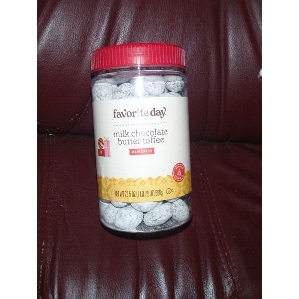 Favorite Day Milk Chocolate Butter Toffee Almonds  23.5oz Container BB 9/2025