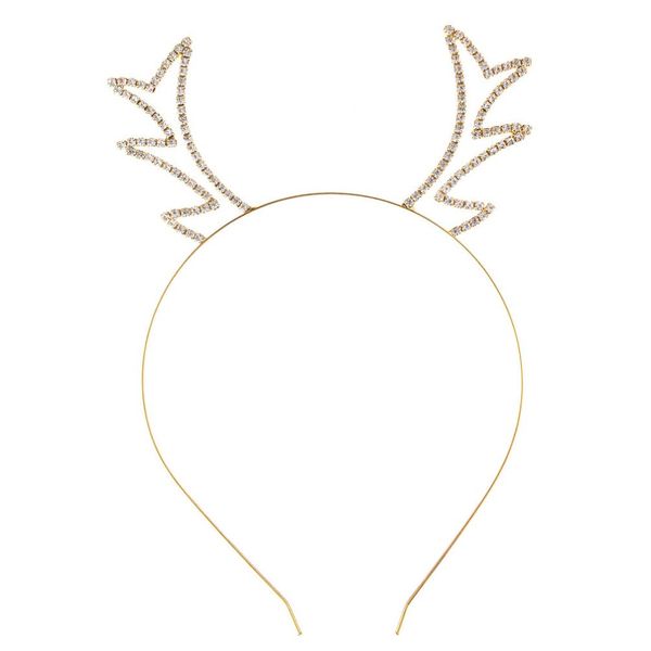 Uonlytech Christmas Antlers Headband Rhinestone Antlers Hair Hoop Reindeer Antler Hairband Christmas Headbands For Girls, 1Pcs