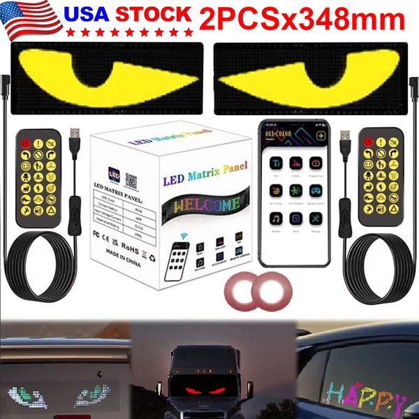 2xDynamic Colorful Eye Lamp Soft Screen Led Eye for Car Window LED Display USB
