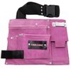 Toolzone 11 Pocket Pink Double Leather Tool Pouch Includes Tape/Hammer Holder