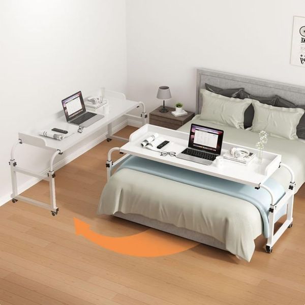 Elevating Type Bed Table, Bedside Table, Extendable, Rolling Overbed Table, Computer Desk, Height Adjustment, Width Adjustment, Wheels, Manual Lifting, Side Table, Nursing Bedside Table, Study Desk