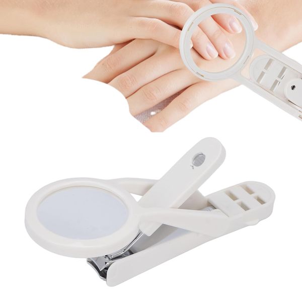 Elderly Nail Clipper with Magnifying Glass Stainless Steel Adjustable Fingernail Toenails Cutter Nail Clippers Care for Elderly Seniors Baby(white)