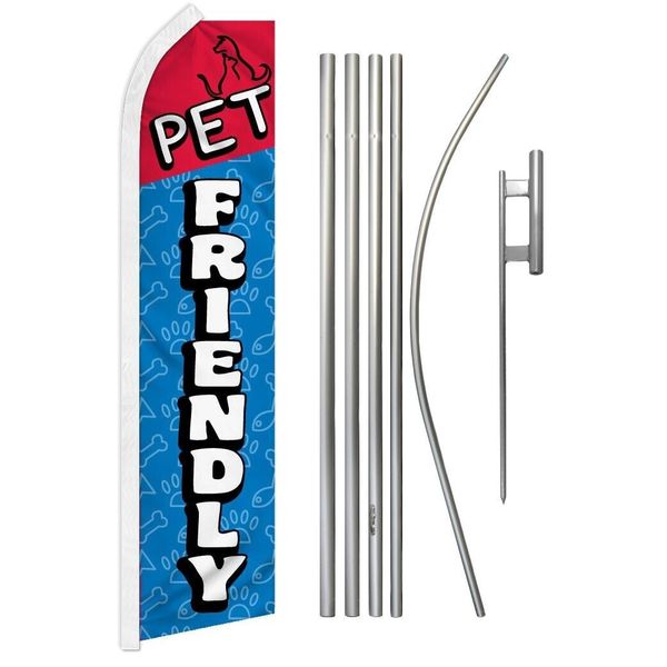 Pet Friendly Red & Blue Super Swooper Flag & Flag Pole Kit & Ground Spike