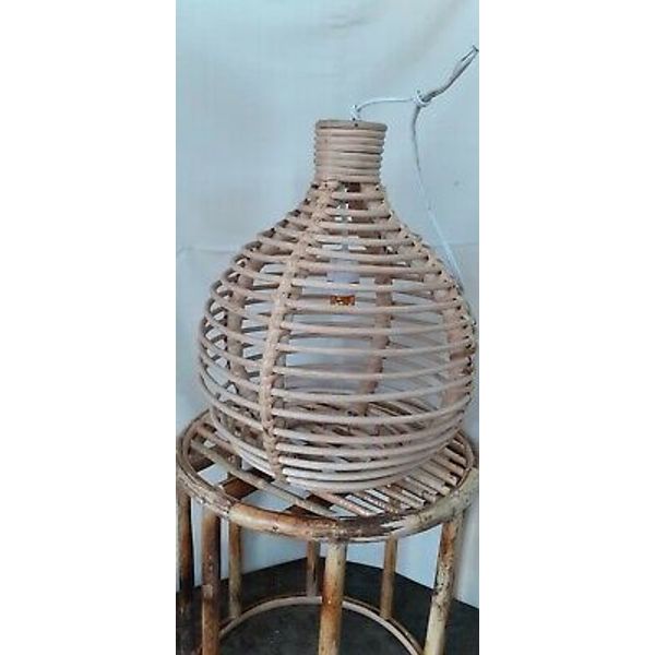 Rattan Wicker Handwoven Hard Lampshade Pendant Beach Chandelier Boho Home Deco