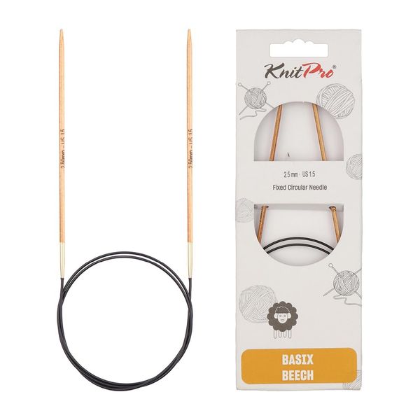 KnitPro Basix Beech Fixed Circular Needles 40" (100cm) | 2.50mm