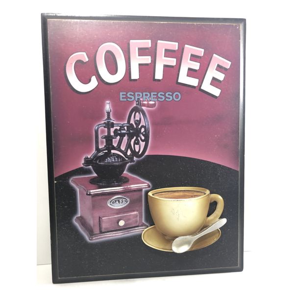 Espresso Coffee Cafe 3D Wall Hanging Art Home Kitchen Decor-13.5”x10.” Wood.