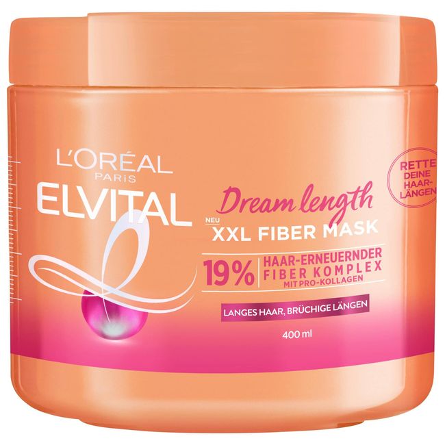 L'Oréal Paris Elvital Dream Length XXL Intensivkur zur Regenerierung geschädigter Haarlängen, 400 ml